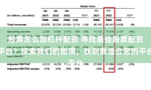 股票怎么加杠杆配资 寻找最佳股票配资平台？探索我们的指南，找到最适合您的平台